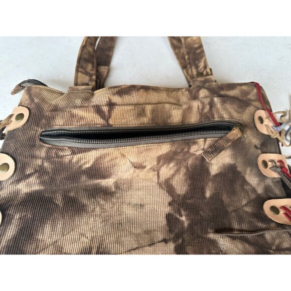 For Nine Dark Brown Corduroy Shih Tzu Dog Theme Shoulder Bag w/Leather Tassels - Picture 11 of 13